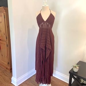 Sea You Soon Free People Boho Burgundy Maxi Dress